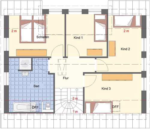 EWA-Landhaus Schönwalde 143qm Hausbau Berlin Brandenburg Potsdam Grundriss Dachgeschoss