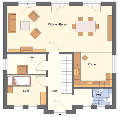 EWA-Stadtvilla Lichterfelde 163qm Massivhausbau Leipzig Halle Wittenberg Grundriss Erdgeschoss