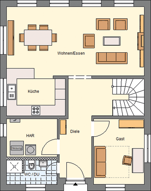 EWA-Stadtvilla Halle 153qm Hausbau Berlin Brandenburg Magdeburg Grundriss Erdgeschoss