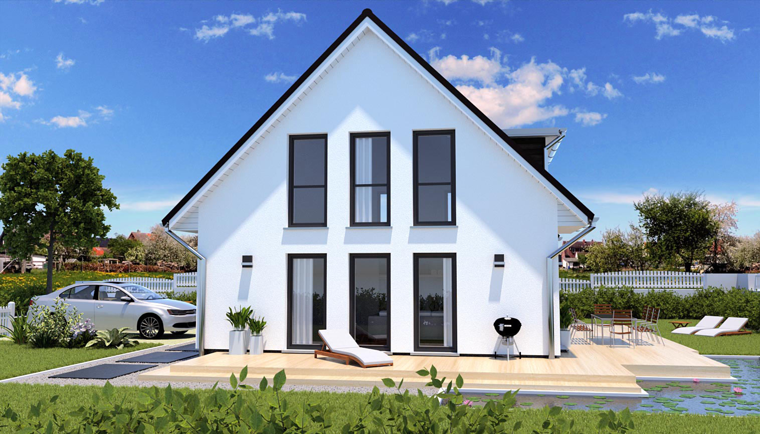 EWA-Landhaus Schönwalde 143qm Hausbau Berlin Brandenburg Potsdam Seitenansicht