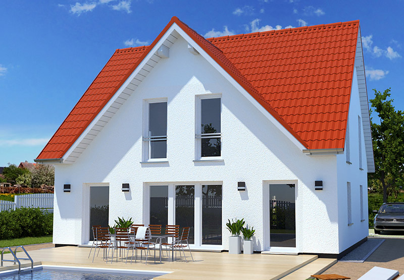 EWA-Landhaus Teltow 164qm Hausbau Berlin Brandenburg Potsdam rotes Dach