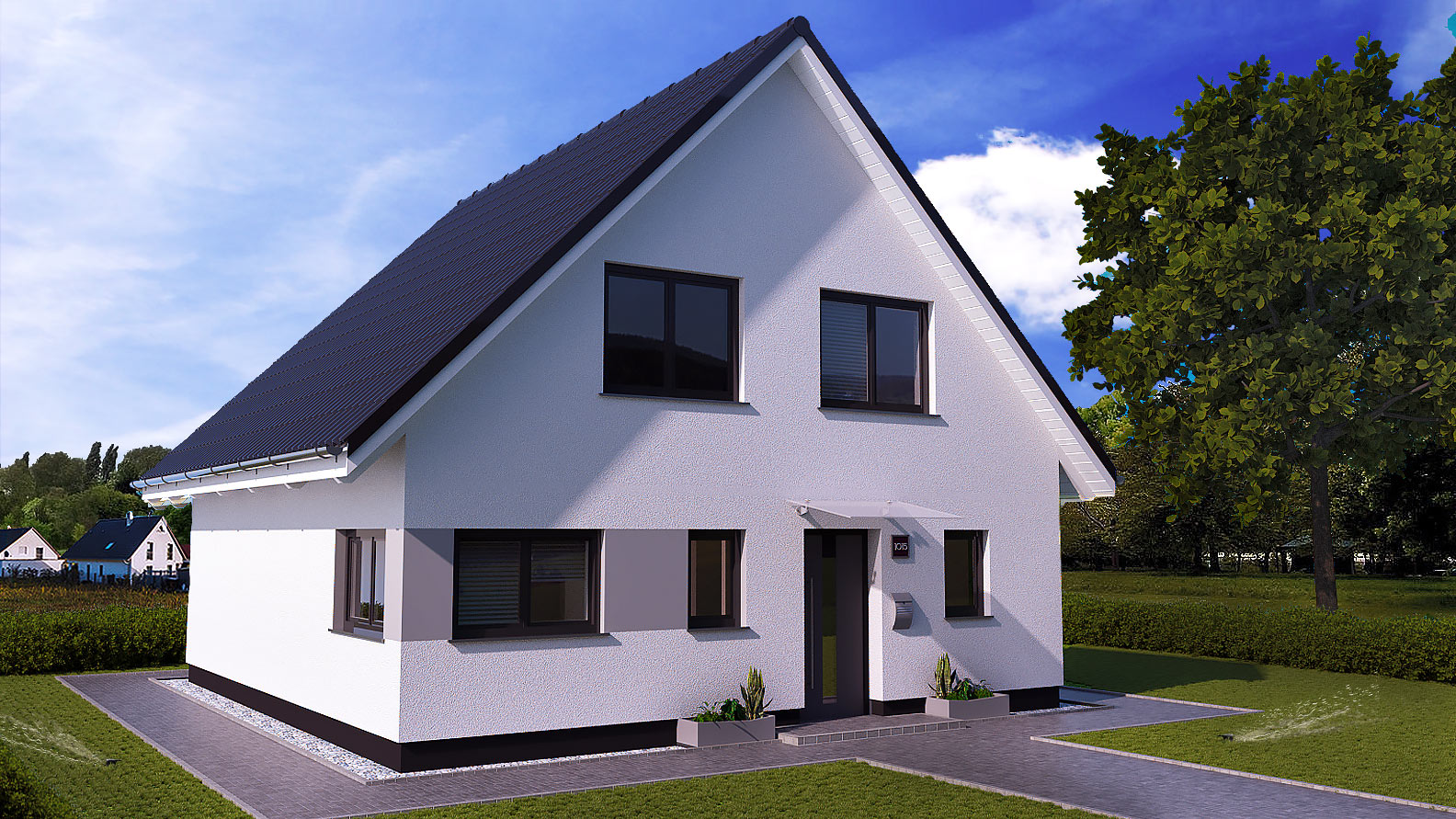 EWA-Landhaus-Uckermark-130qm-Hausbau-Berlin-Brandenburg-Magdeburg-Vorderansicht EWA-Landhaus Uckermark 130qm Hausbau Berlin Brandenburg Magdeburg Vorderansicht