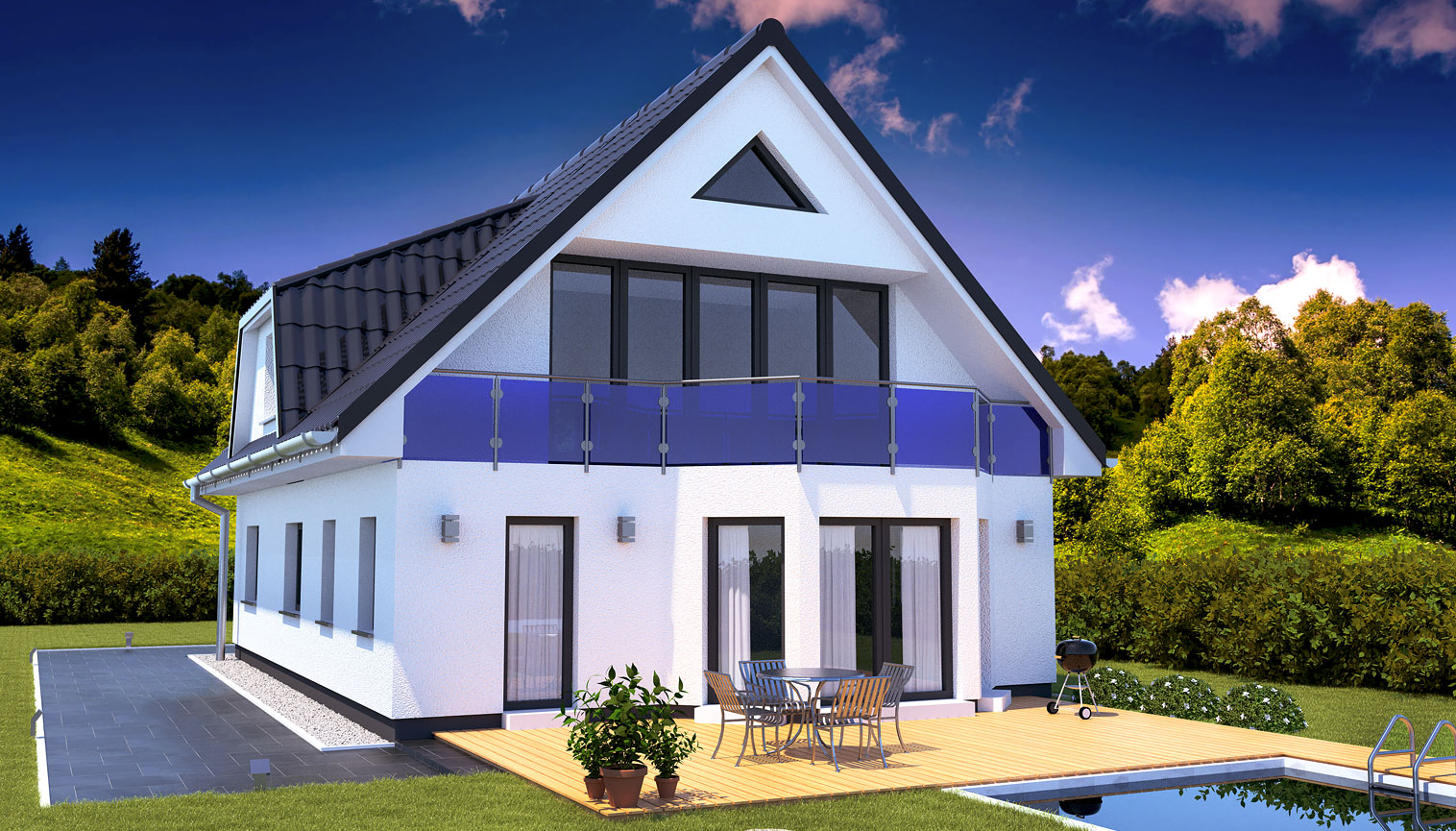 EWA-Zweifamilienhaus-Großbeeren-202qm-Hausbau-Berlin-Brandenburg-Magdeburg-Rückansicht EWA-Zweifamilienhaus Großbeeren 202qm Hausbau Berlin Brandenburg Magdeburg Rückansicht