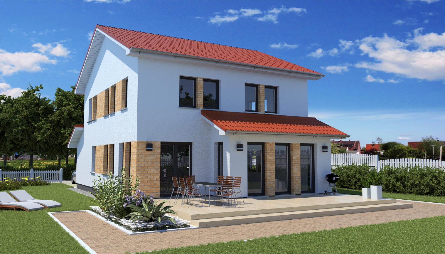 EWA-Stadtvilla-Hamburg-SD-156qm-Hausbau-Berlin-Brandenburg-Magdeburg-Rückseite-Klinkerstein EWA-Stadtvilla Hamburg SD 156qm Hausbau Berlin Brandenburg Magdeburg Rückseite Klinkerstein