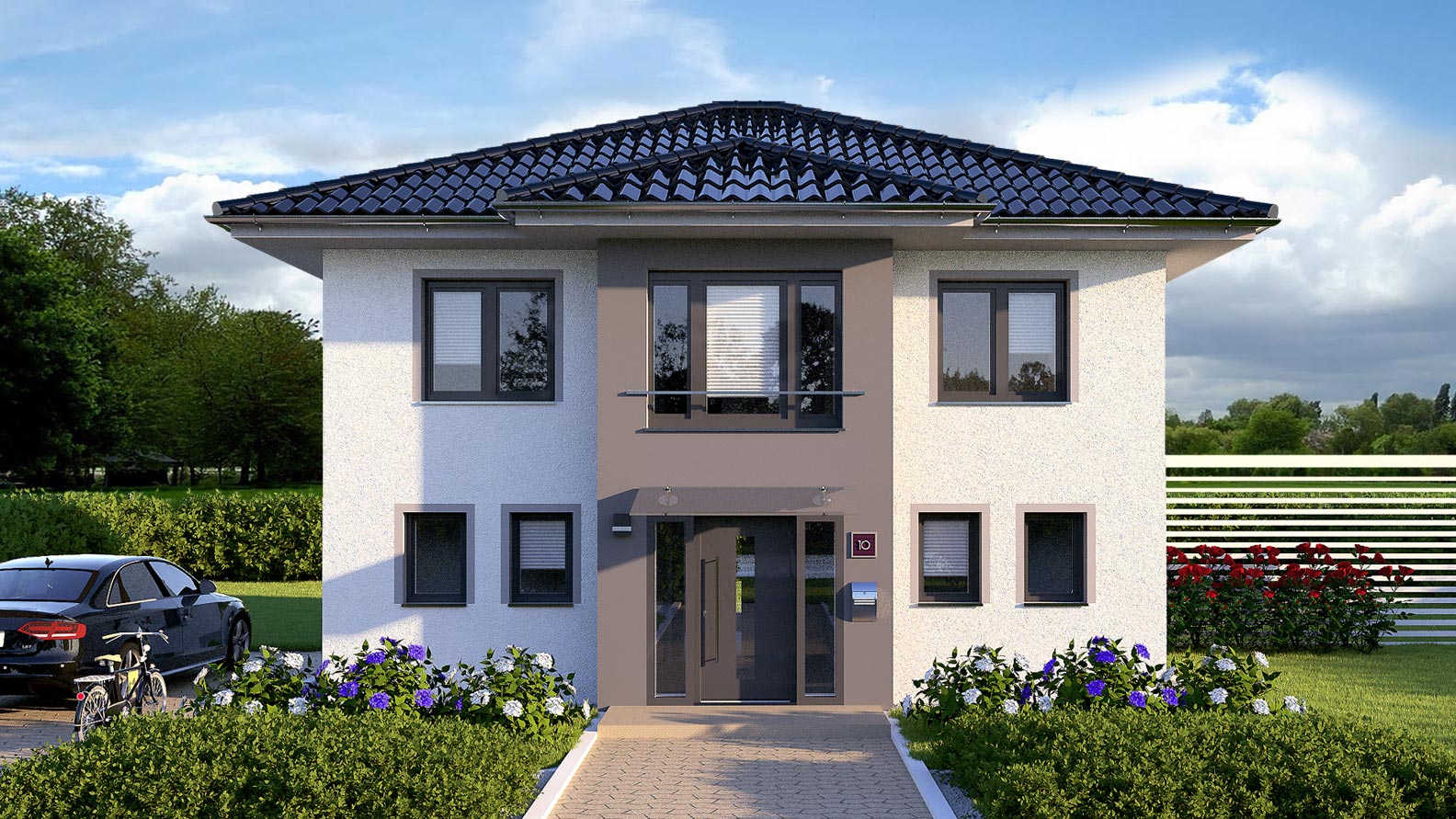 EWA-Stadtvilla-Lichterfelde-163qm-Massivhausbau-Leipzig-Halle-Wittenberg-Frontalansicht EWA-Stadtvilla Lichterfelde 163qm Massivhausbau Leipzig Halle Wittenberg Frontalansicht